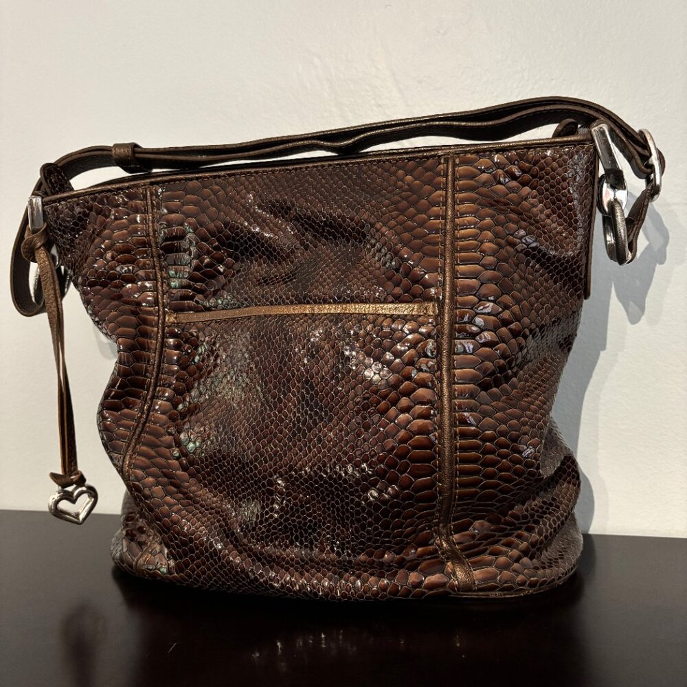 Brighton Shinny Brown Faux Snake Python Skin Shou… - image 2
